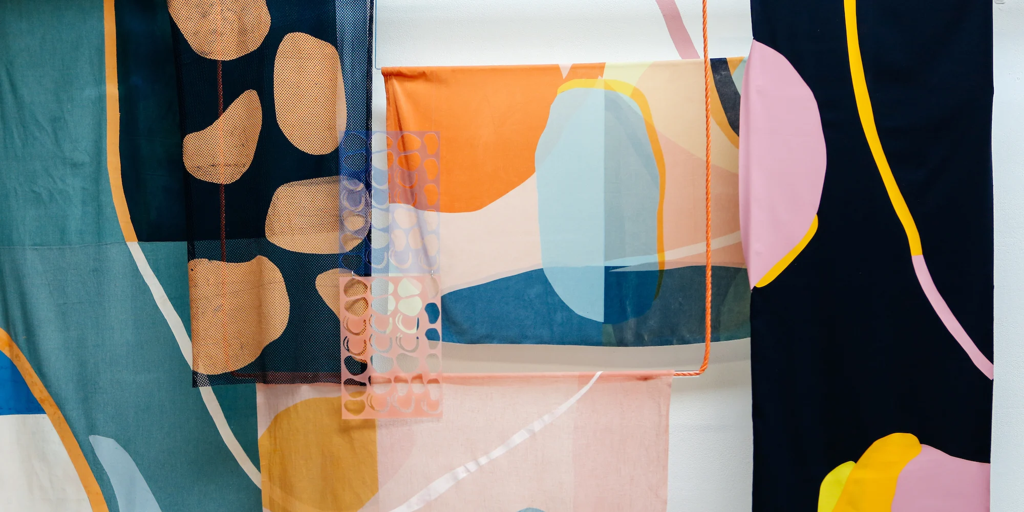 Textiles with organic shapes by Tayla-Jayne Sander, image courtesy of UAL.